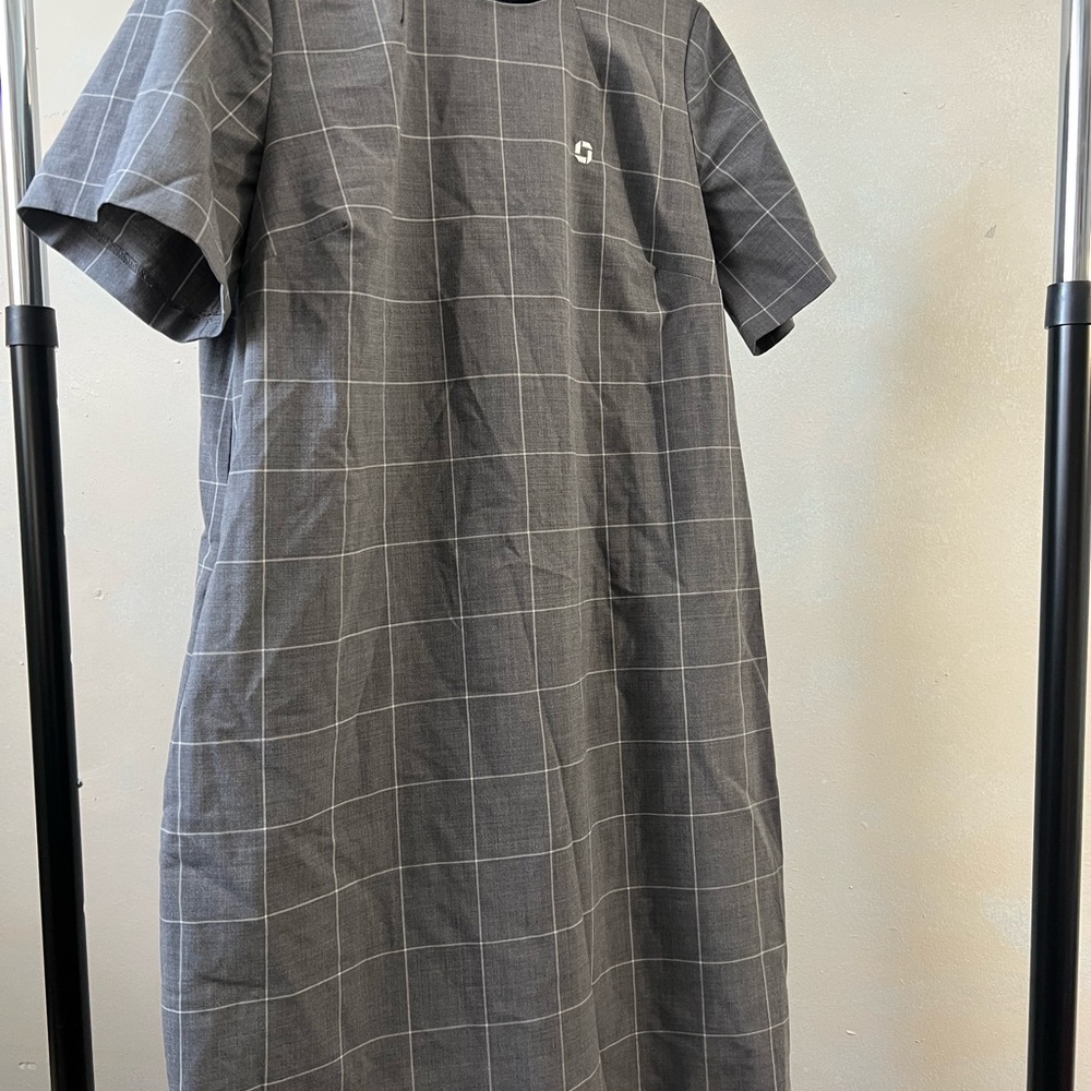 Chase Bank Uniform Lands' End Gray Plaid Dress